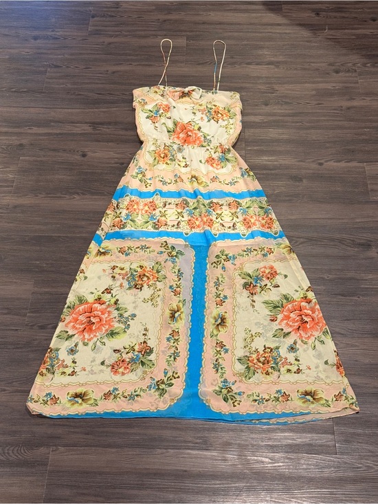 FARM Rio Dresses & Skirts - FARM Rio Tropical Floral Scarf Border Print Strappy Maxi Dress M Anthropologie